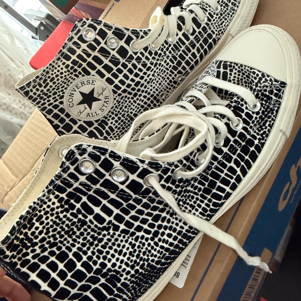 Converse Black and White Patterned High-Tops